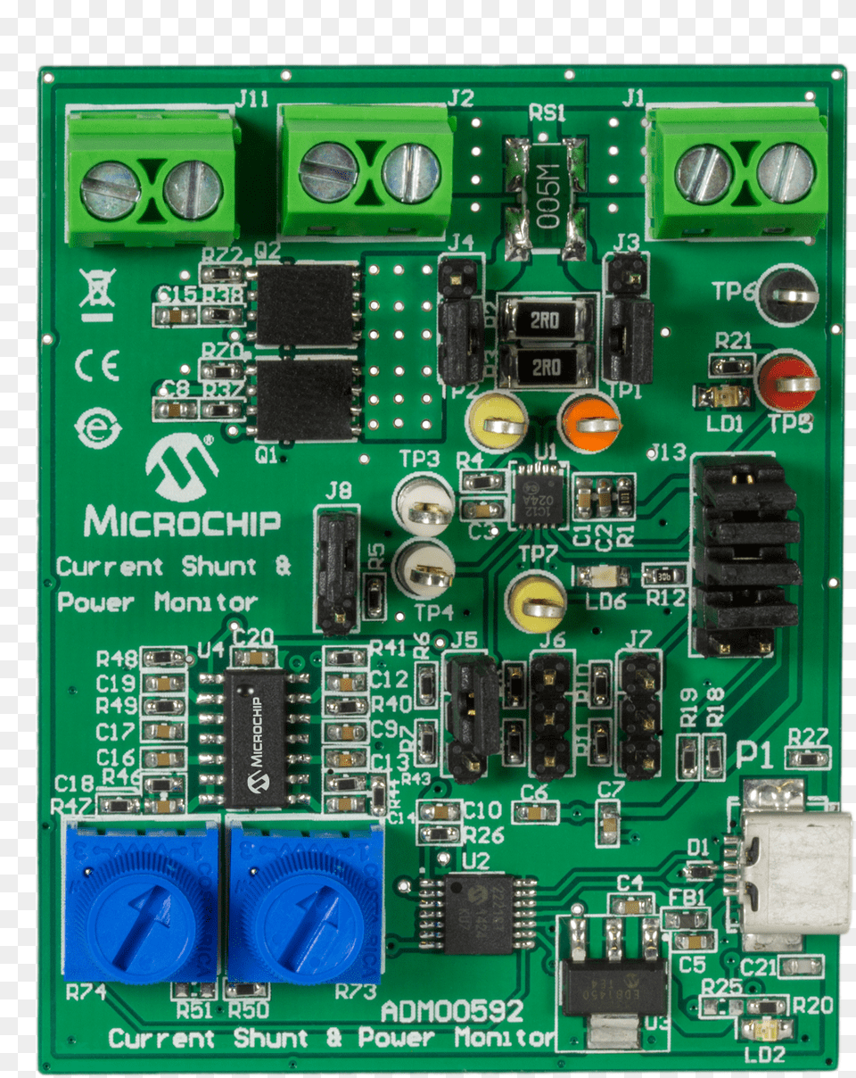 Current Power Monitor Evaluation Microchip, Electronics, Hardware, Printed Circuit Board, Computer Hardware Free Png Download