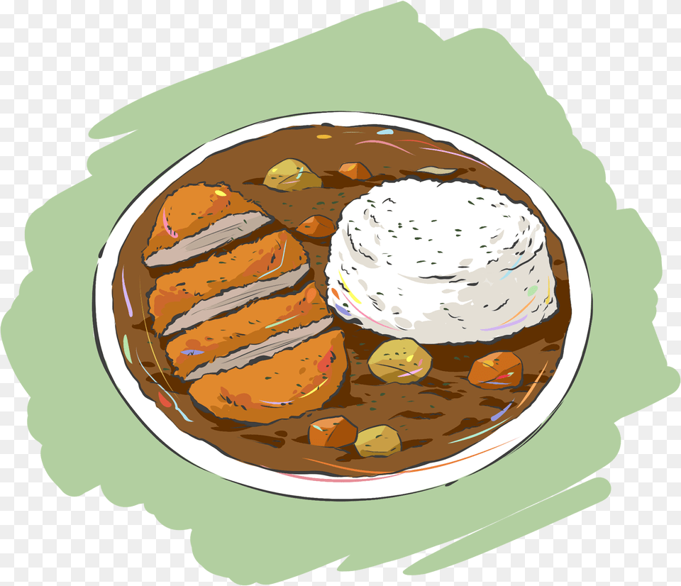 Curry Rice Pork Cutlet Potato And Psd Japanese Foods Anime, Food, Meal, Cream, Dessert Free Png Download