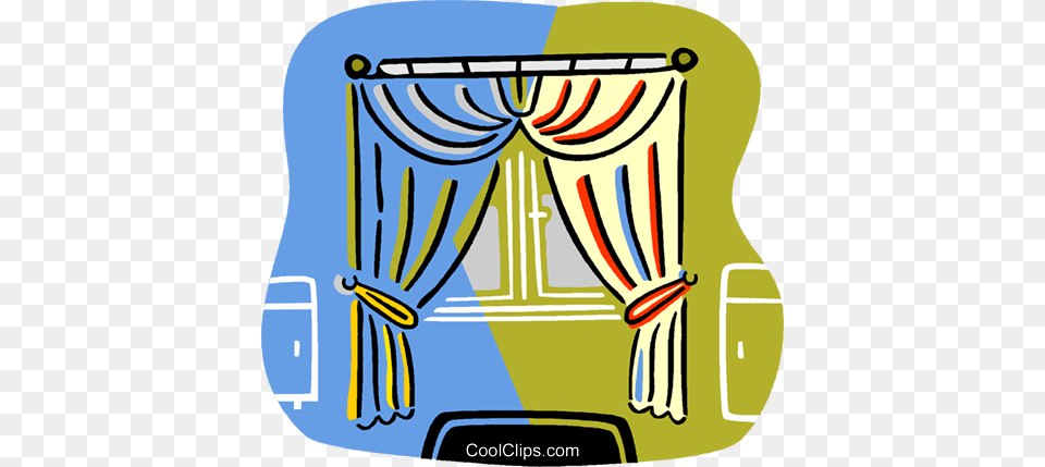 Curtains Royalty Vector Clip Art Illustration, Curtain, Home Decor, Person Free Png