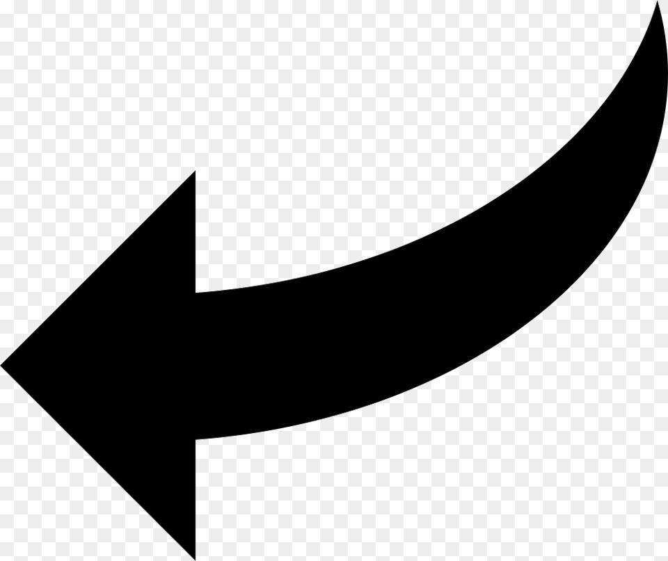 Curve Arrow Pointing Left Svg Icon Download Curved Arrow Pointing Left, Sword, Weapon, Symbol Free Png