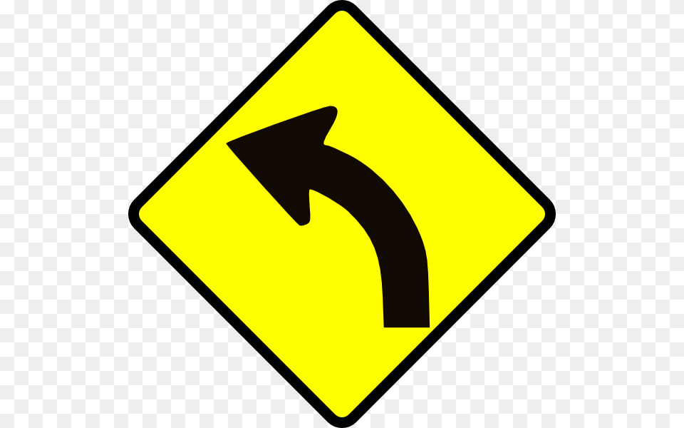 Curve In Road Clip Art, Road Sign, Sign, Symbol, Blackboard Free Png