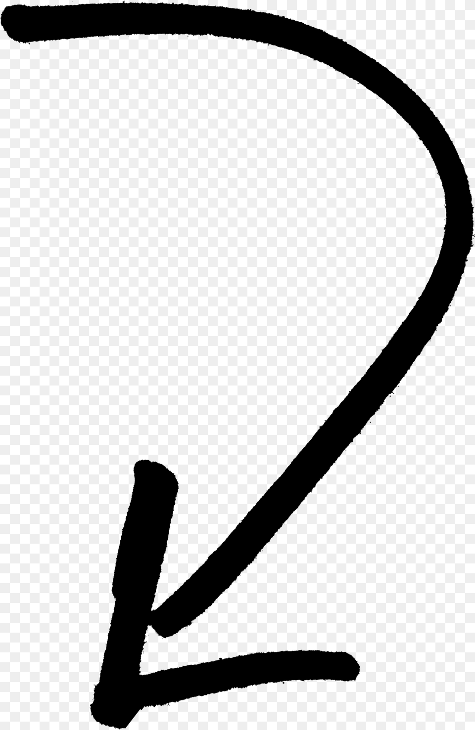 Curved Arrow Going Down, Gray Png