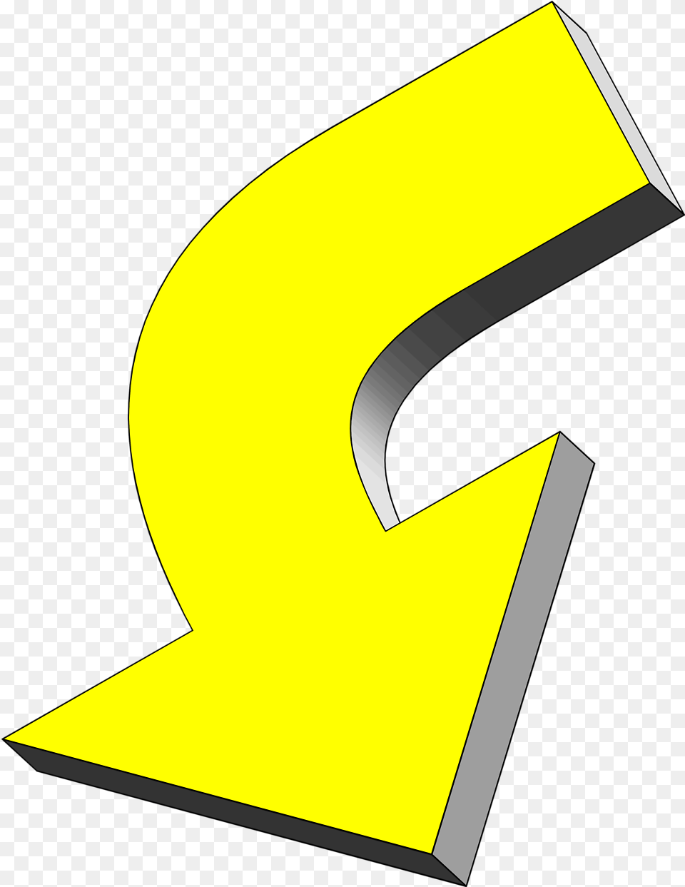 Curved Arrows Arrow Yellow Yellow Arrow Pointing Arrow Pointing Down Yellow, Symbol, Text, Number Free Transparent Png