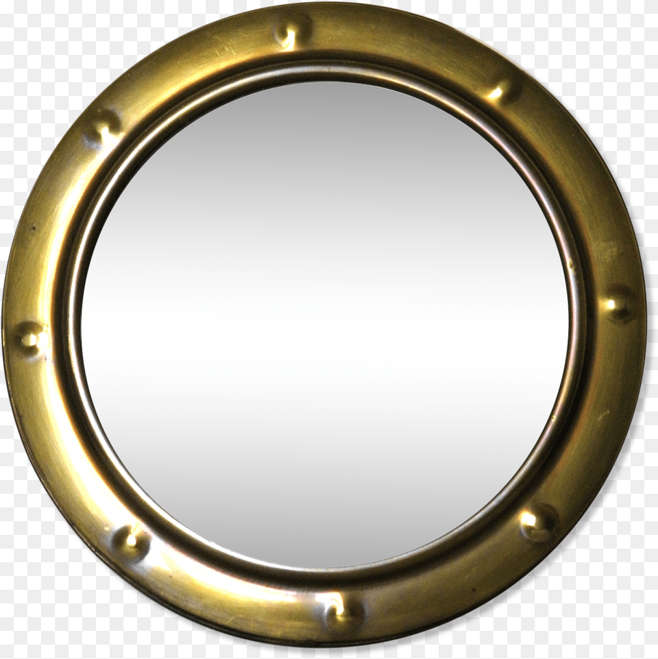 Curved Glass Mirror And Brass Porthole 39x39cm Circle, Window Free Transparent Png