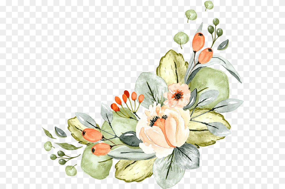Curved Orchard Fruit Flower Bunch Bouquet, Art, Plant, Pattern, Graphics Png Image