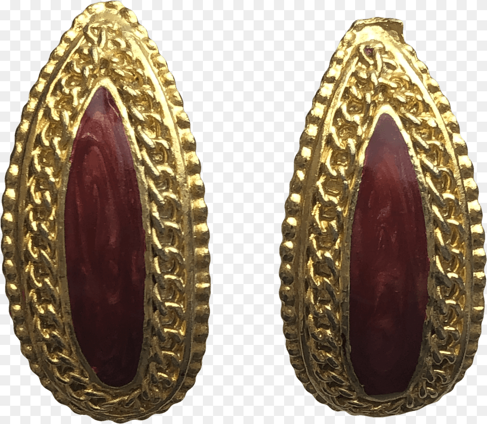 Curved Red And Gold Chain Earrings Earrings, Accessories, Treasure, Earring, Jewelry Free Transparent Png