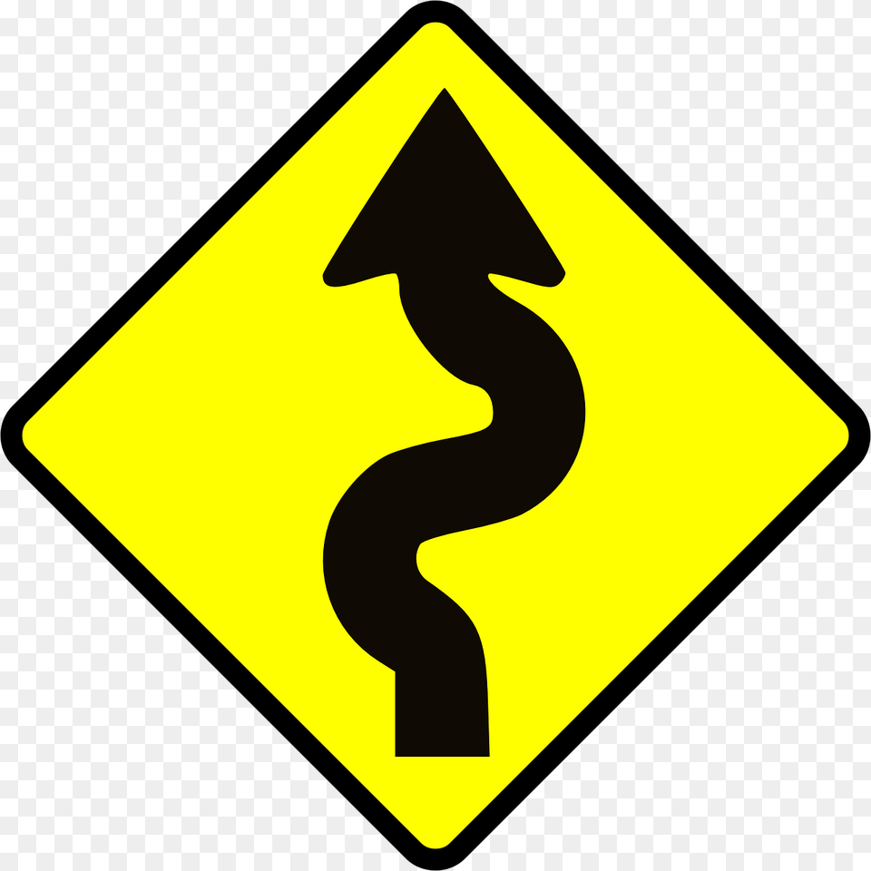 Curvy Road Sign, Symbol, Road Sign, Blackboard Free Transparent Png
