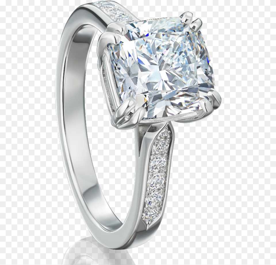 Cushion Cut Diamond Engagement Ring In Double Claw Pre Engagement Ring, Accessories, Gemstone, Jewelry, Platinum Free Png Download