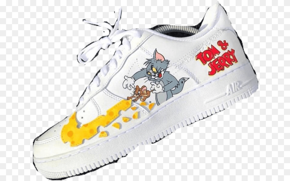 Custom Air Force 1 Tom And Jerry, Clothing, Footwear, Shoe, Sneaker Png