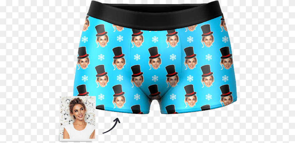 Custom Christmas Snowman Face Boxer Shorts Underpants, Clothing, Underwear, Adult, Wedding Free Transparent Png