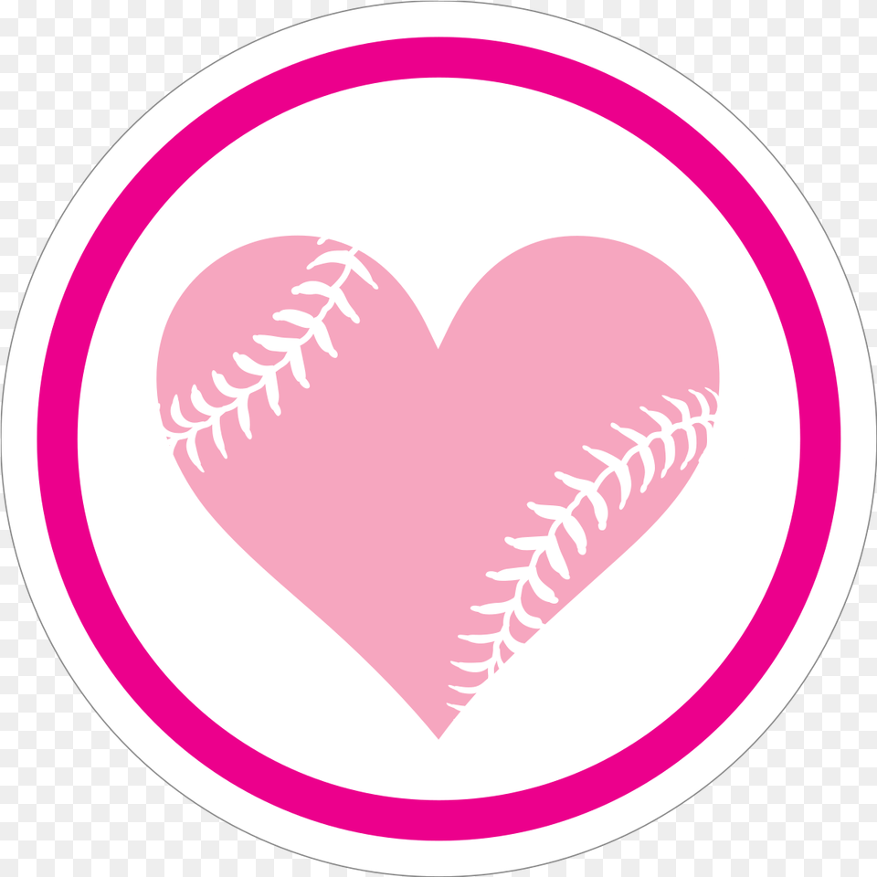 Custom Circle Baseball Sticker With Seams In A Heart Baseball Heart Clipart, Ball, Baseball (ball), Sport, Logo Png Image