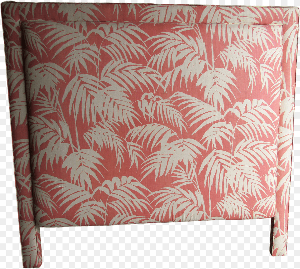 Custom Coral And Cream Bamboo Leaf Upholstered Queen Headboard Leaves Free Png