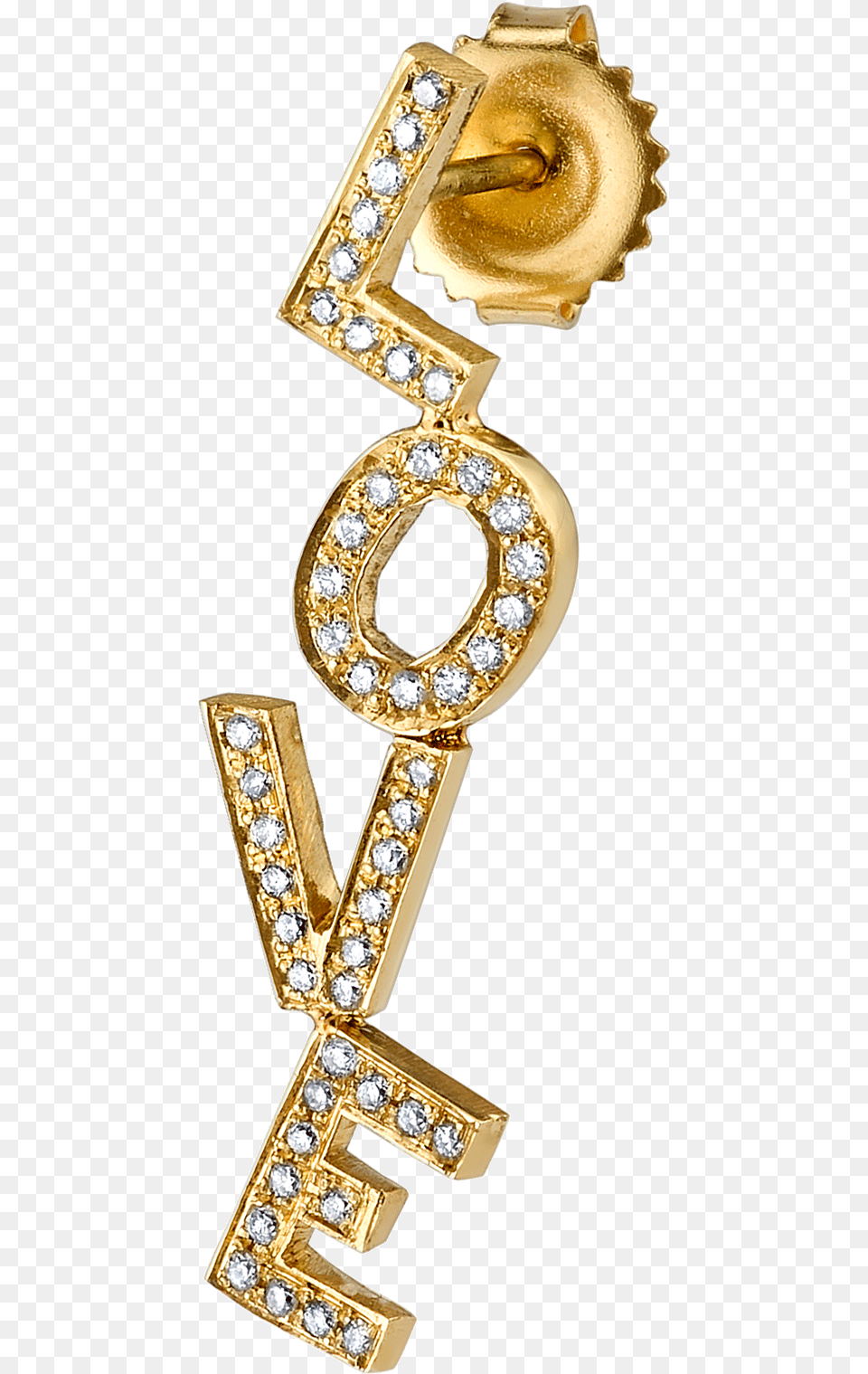 Custom Diamond Letter Earring Body Jewelry, Accessories, Gold, Gemstone Free Png
