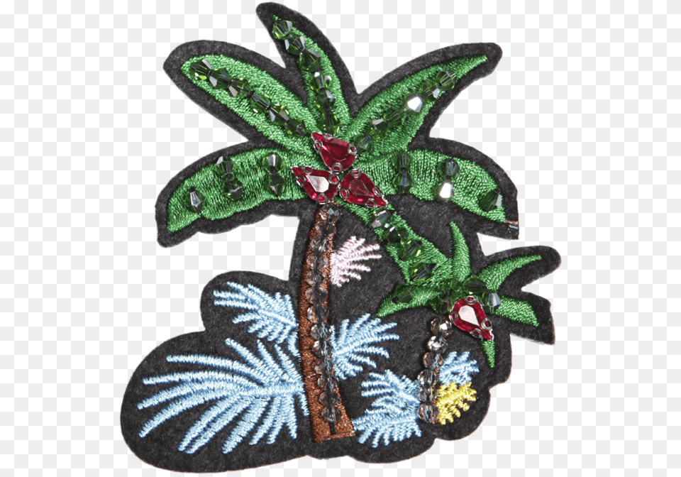 Custom Embroidered Coconut Tree Patch With Beads Needlework, Pattern, Accessories, Applique, Jewelry Png