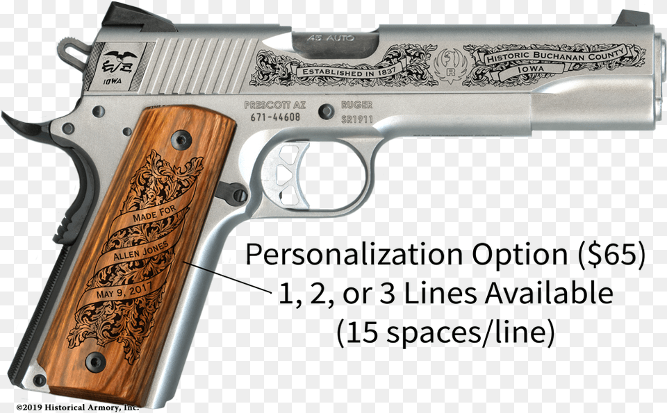 Custom Engraved, Firearm, Gun, Handgun, Weapon Free Png