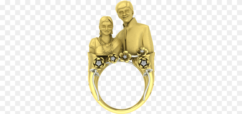 Custom Face Couple Ring Gold Ring For Wife, Accessories, Wedding, Person, Woman Free Png