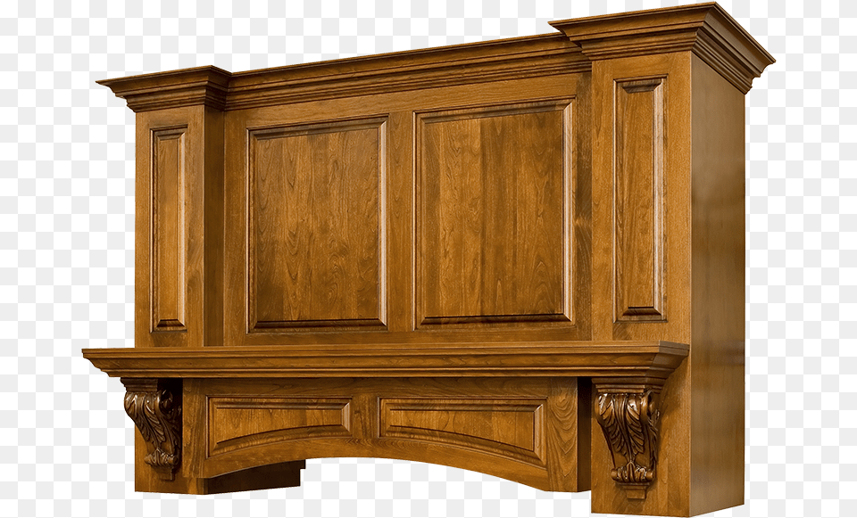 Custom Hearth Style Wood Range Hood N Series Wood Mantel Range Hood, Sideboard, Furniture, Cupboard, Closet Png