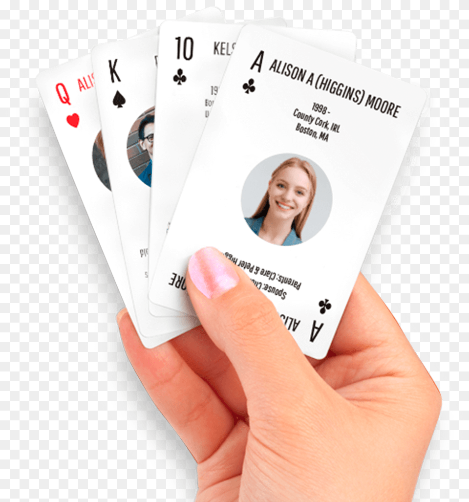 Custom Made Playing Cards Family, Text, Adult, Female, Person Free Transparent Png