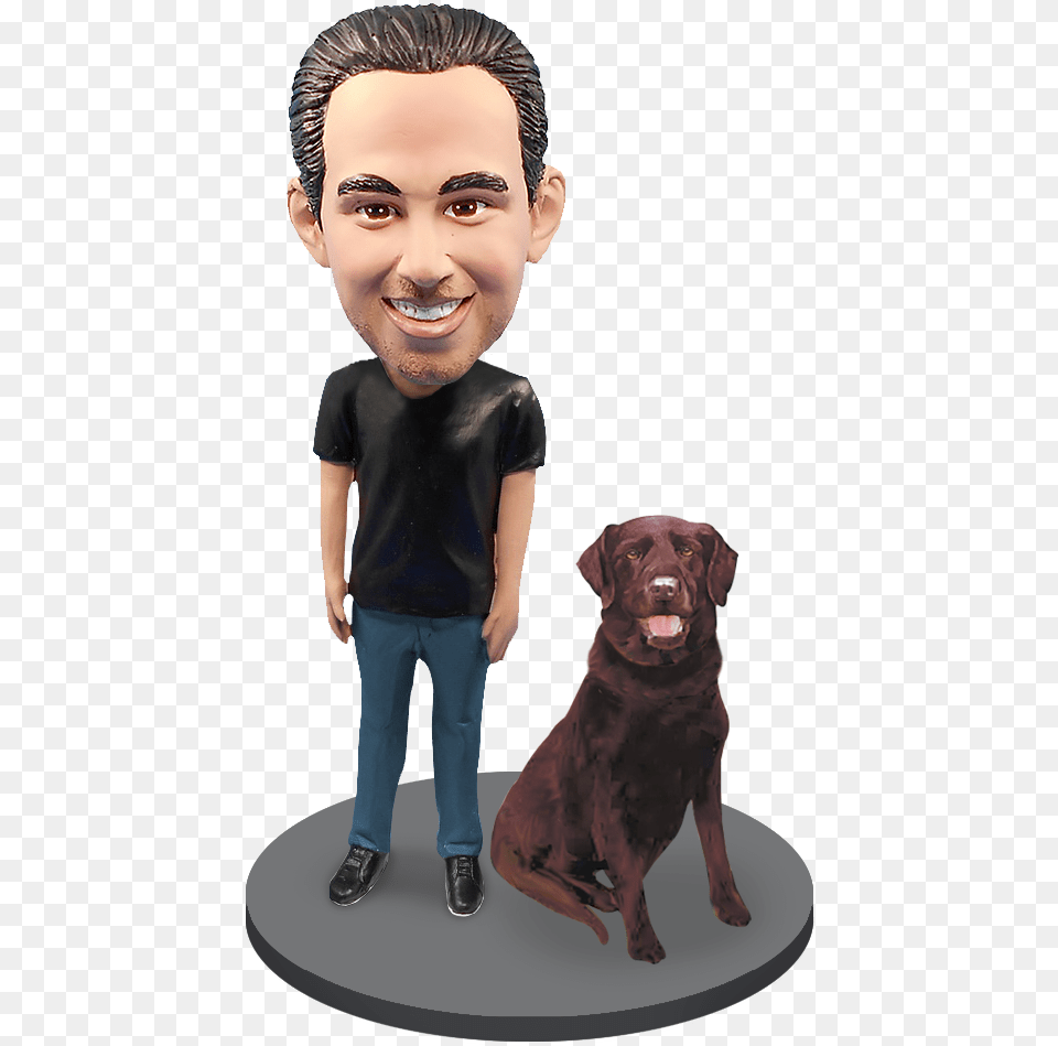 Custom Male With Custom Pet Dog Bobblehead Dog, Boy, Child, Person, Animal Free Transparent Png