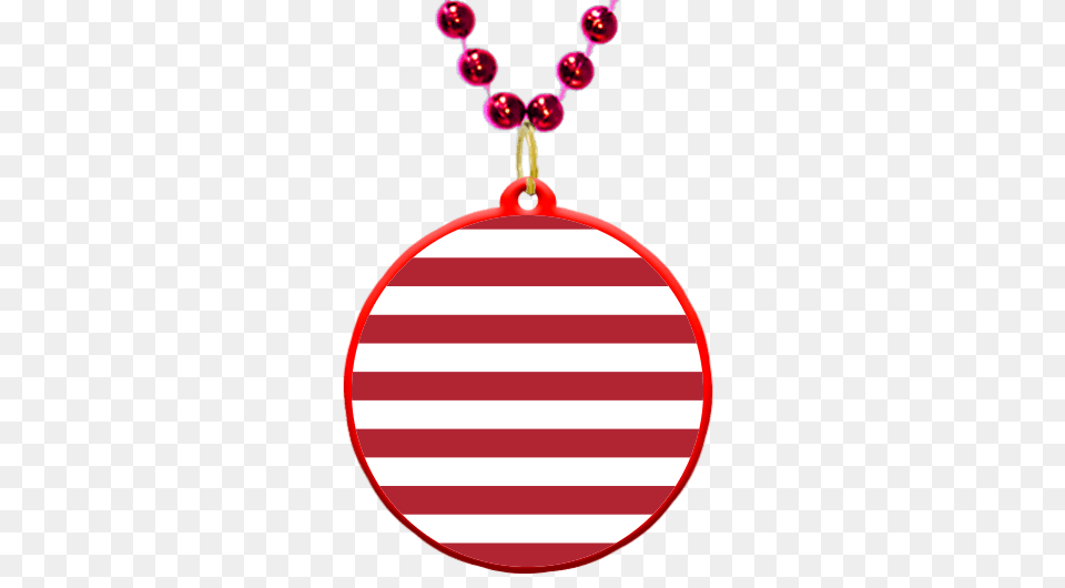 Custom Mardi Gras Bead Medallion With Vibrant Red Stripe, Accessories, Jewelry, Necklace, Ornament Png