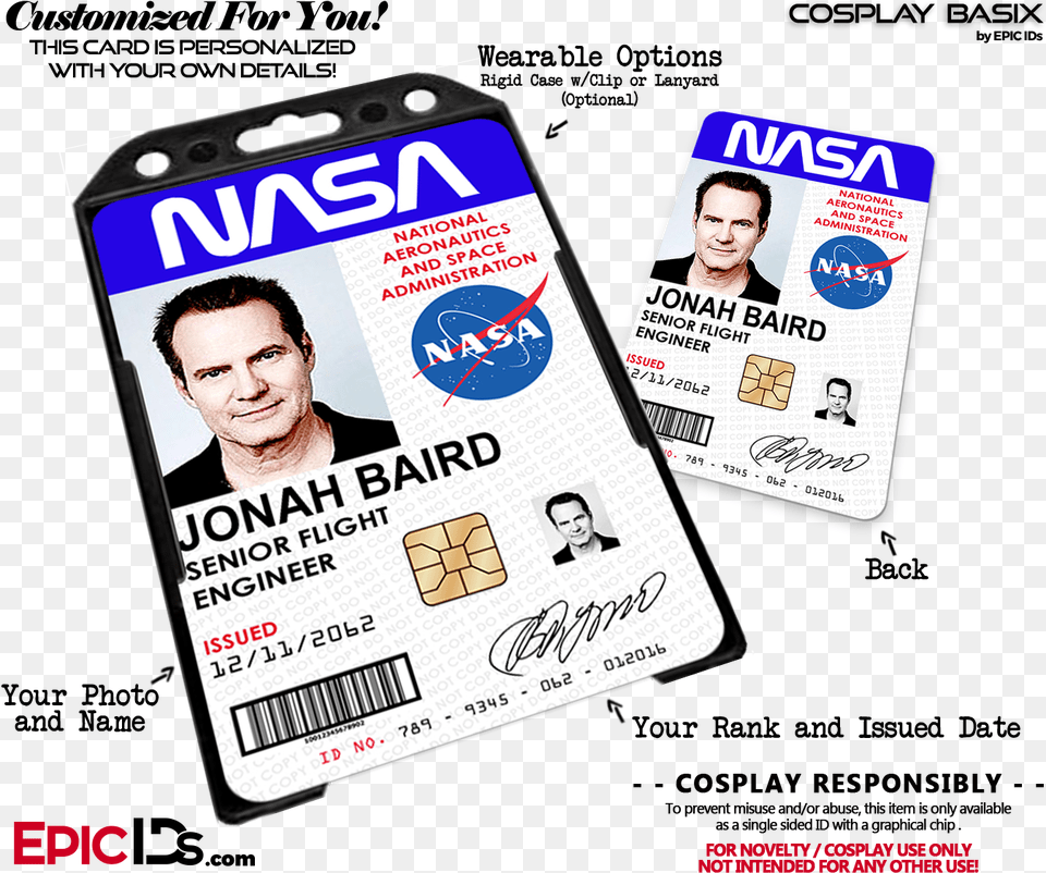 Custom Order Haywood Nasa Id Card, Text, Person, Man, Male Free Png Download