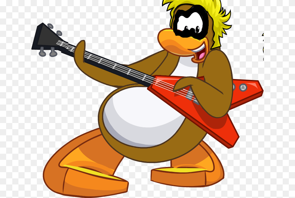 Custom Penguin Guitar Club Penguin Black Penguin, Musical Instrument, Person Free Png