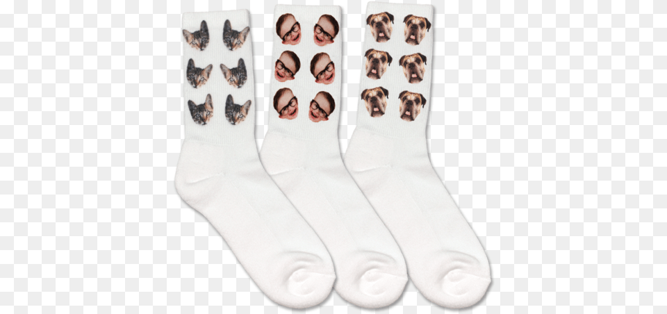 Custom Photo Head Shots Printed On White Crew Socks Photograph, Clothing, Hosiery, Sock, Person Png