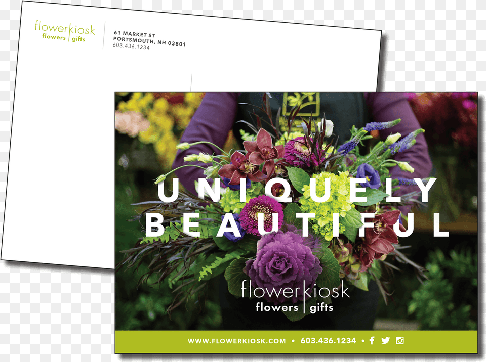 Custom Postcard Example Opening Of Flower Kiosk Flyers, Flower Bouquet, Graphics, Plant, Flower Arrangement Free Transparent Png