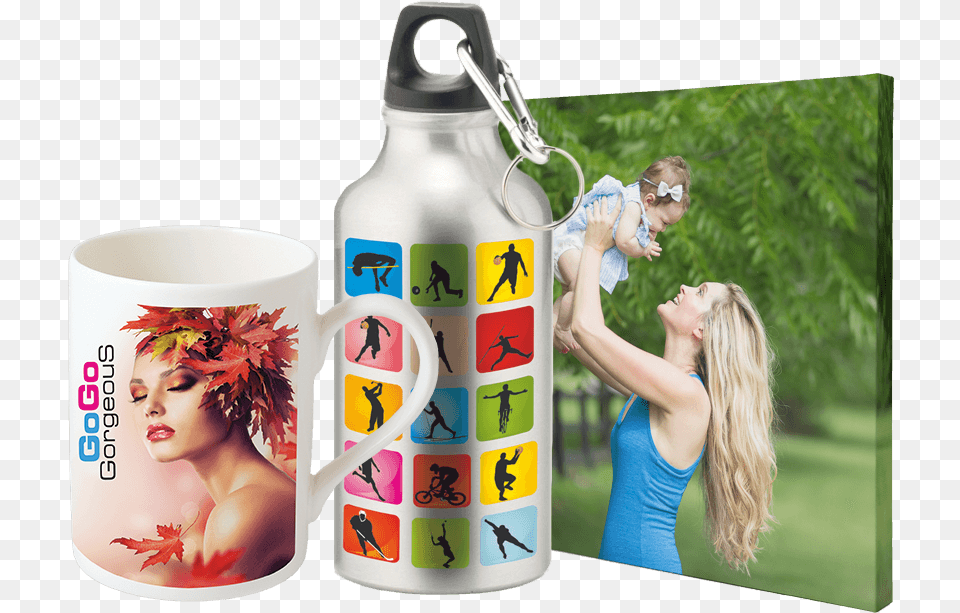 Custom Printed Gift Items, Bottle, Cup, Adult, Female Free Png