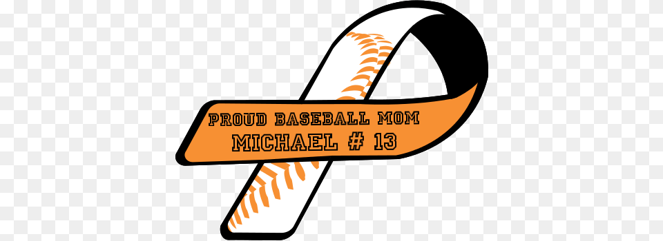 Custom Ribbon Proud Baseball Mom Michael, Sticker, Text Free Png