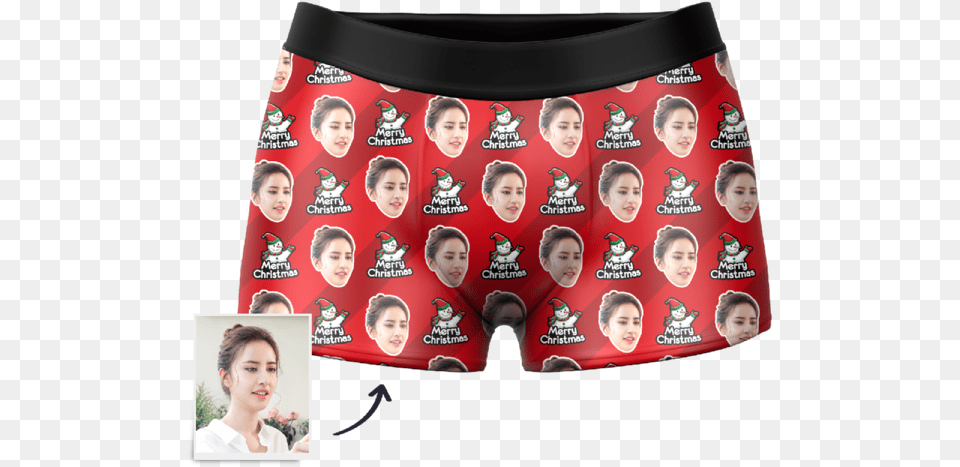 Custom Snowman Face Boxer Shorts Underpants, Clothing, Underwear, Adult, Female Png Image