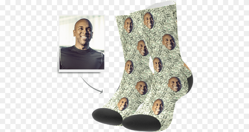 Custom Socks Money Sock, Adult, Male, Man, Person Free Png Download