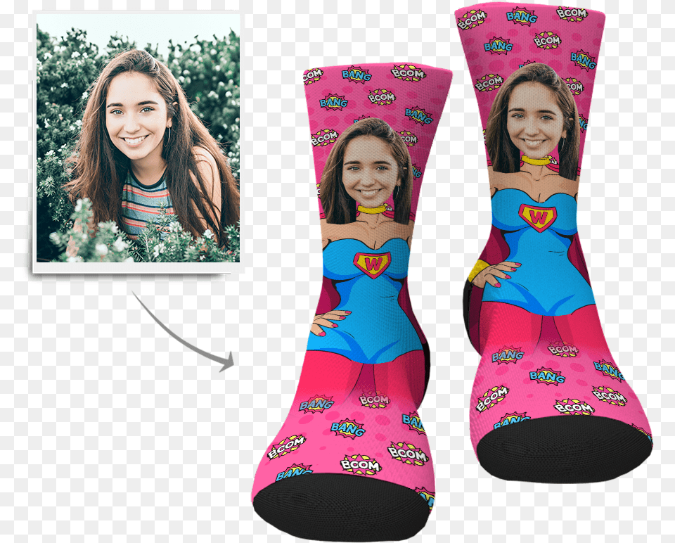 Custom Superwoman Socks Imursocks Sock, Adult, Teen, Person, Woman Free Transparent Png