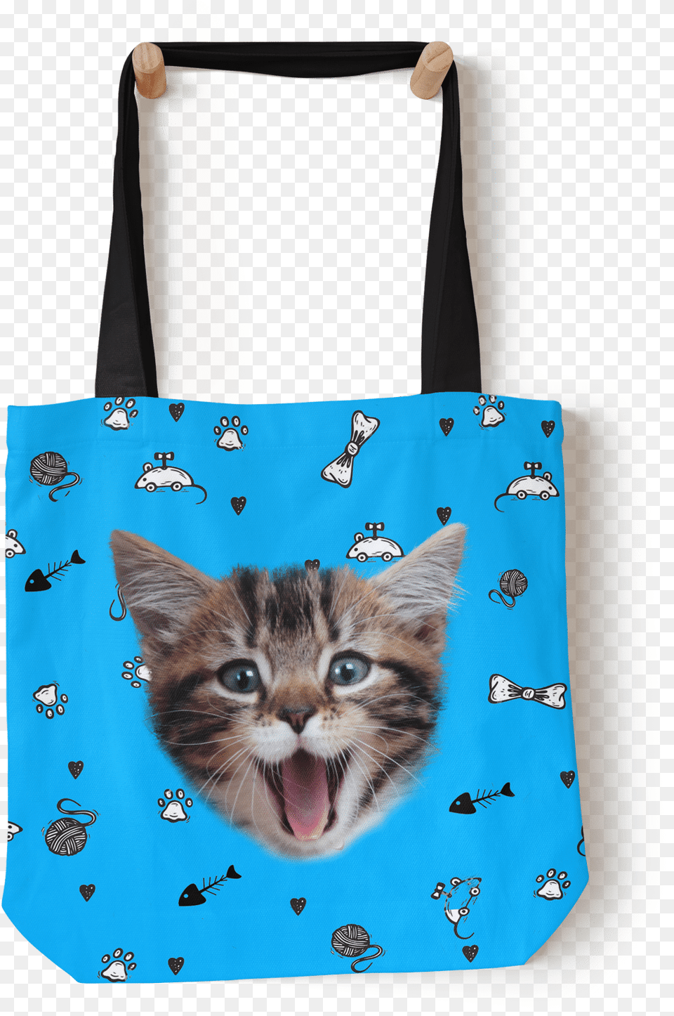 Custom Tote Bag Cat Photo Face Blue Shiba Inu Puppy, Accessories, Handbag, Purse, Tote Bag Png Image