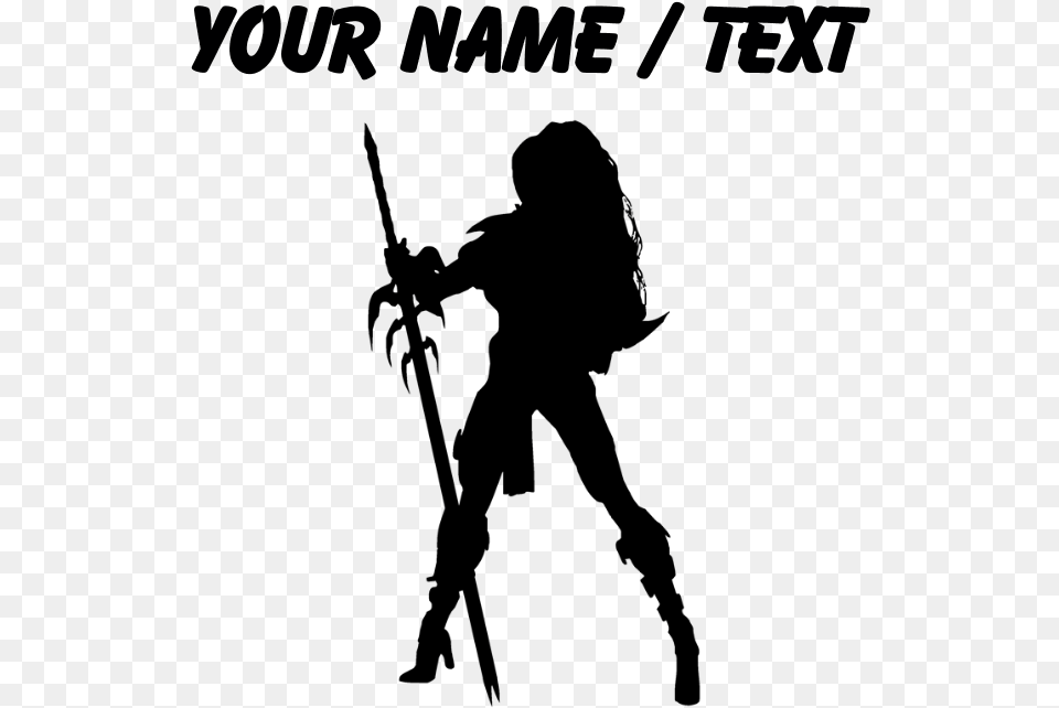 Custom Warrior Princess Silhouette Laptop Skins, Gray Png Image