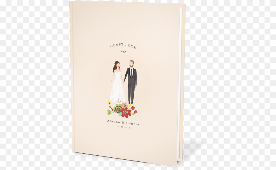 Custom Wedding Guest Book Album With Bespoke Portrait Bride, Mail, Envelope, Greeting Card, Adult Png Image