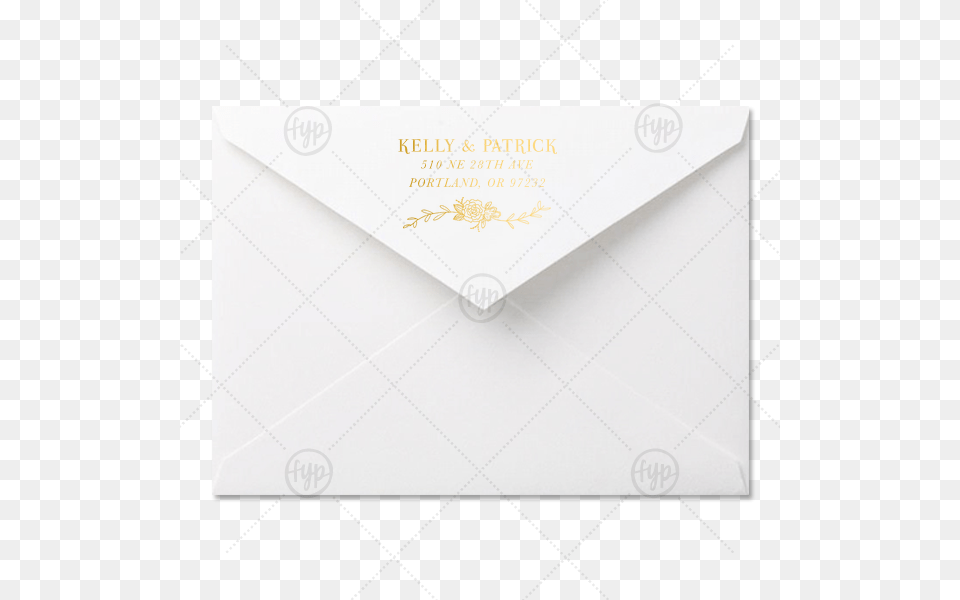 Custom White A7 Economy Envelope With Shiny 18 Kt Gold, Mail, Business Card, Paper, Text Png Image