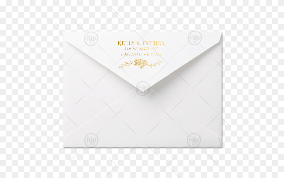 Custom White A7 Economy Envelope With Shiny 18 Kt Gold Envelope, Mail, Business Card, Paper, Text Free Transparent Png