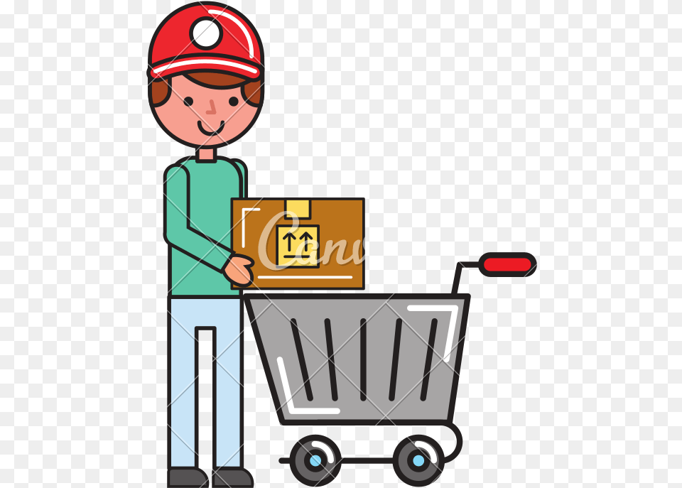 Customer Clipart Customer Shopping Cartoons Customer Cart Shopping Cartoon, Box, Package, Cardboard, Carton Free Transparent Png