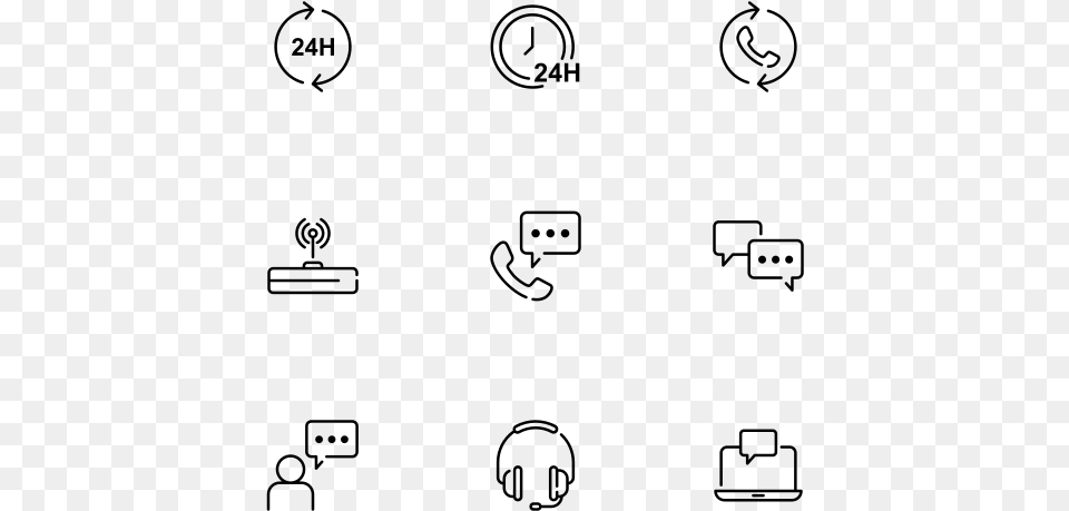 Customer Support Line Art, Gray Png