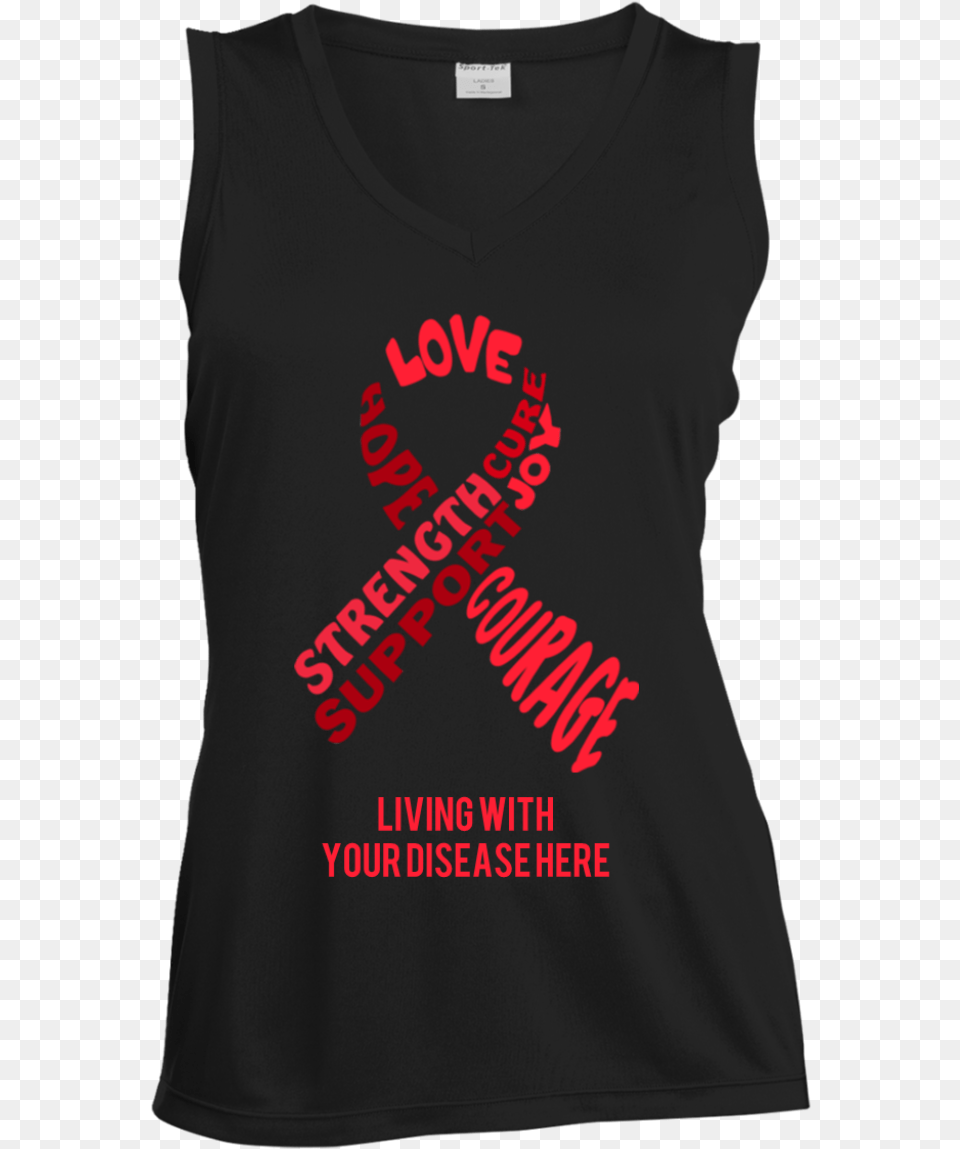 Customisable Red Awareness Ribbon With Words Women39s Active Tank, Clothing, T-shirt, Tank Top Free Png Download