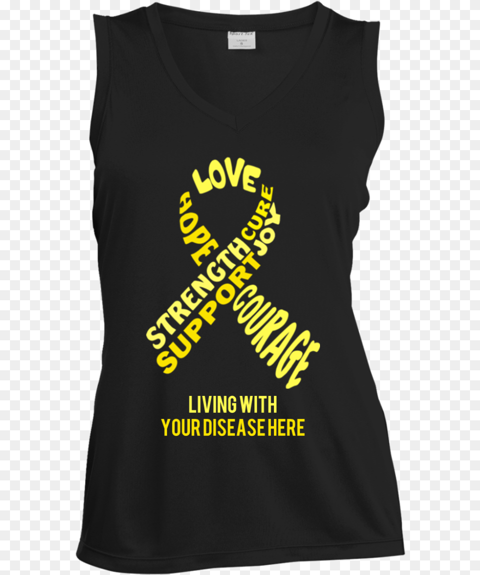 Customisable Yellow Awareness Ribbon With Words Women Wherever You Will Go Lyrics, Clothing, T-shirt, Tank Top, Shirt Free Png Download