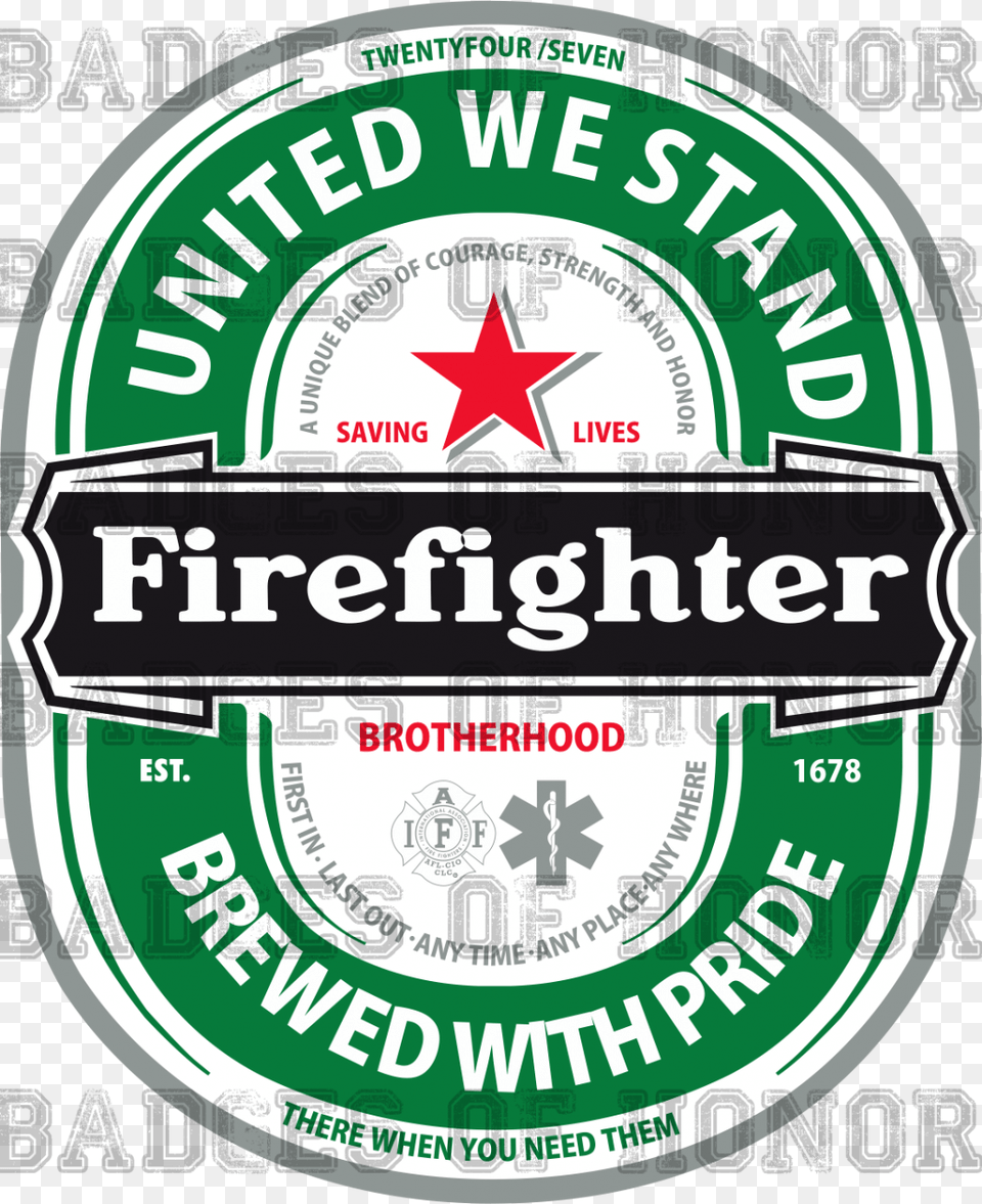 Customizable Firefighter Shirts Heineken, Alcohol, Beer, Beverage, Lager Free Transparent Png