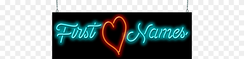 Customizable Names With Heart Neon Sign Neon Sign, Light Free Transparent Png