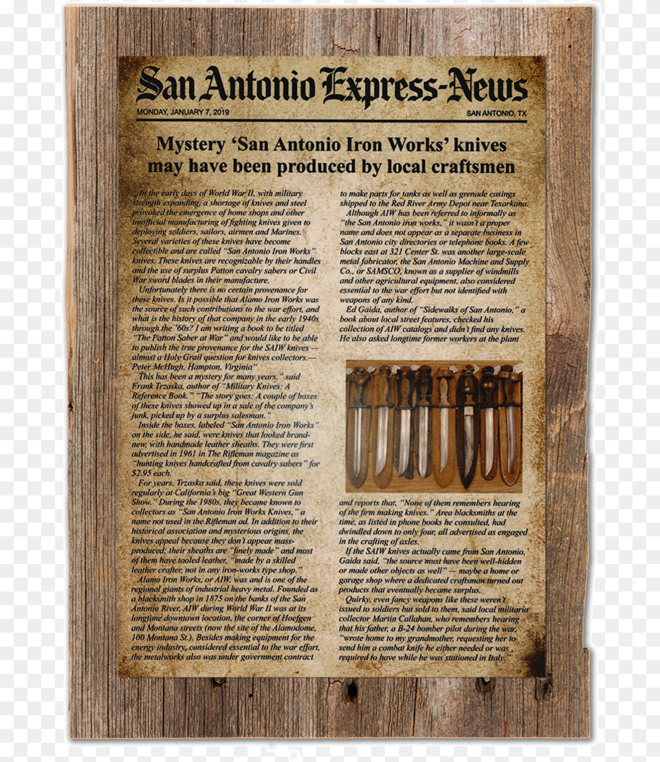 Customizable Newspaper Article Plaque The Old West Series Rifle, Book, Publication, Cutlery, Text Png