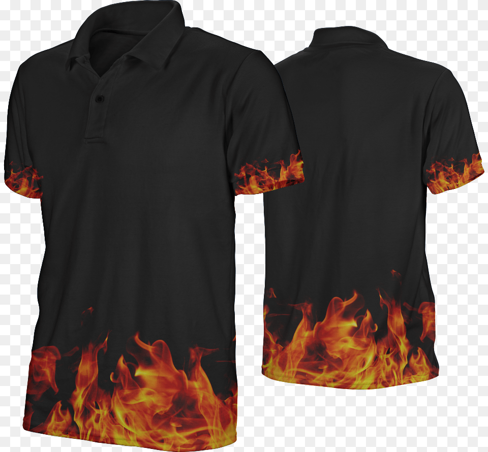 Customized Dart Shirt Men Black Fire Polo Shirt, Clothing, T-shirt, Flame, Adult Png