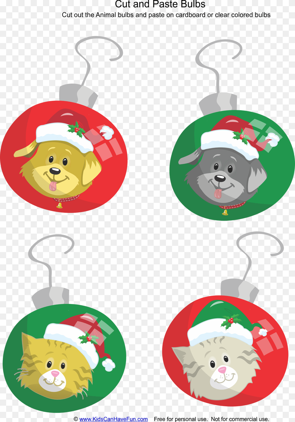 Cut And Paste Christmas Animal Bulbs Http, Accessories, Earring, Jewelry Png