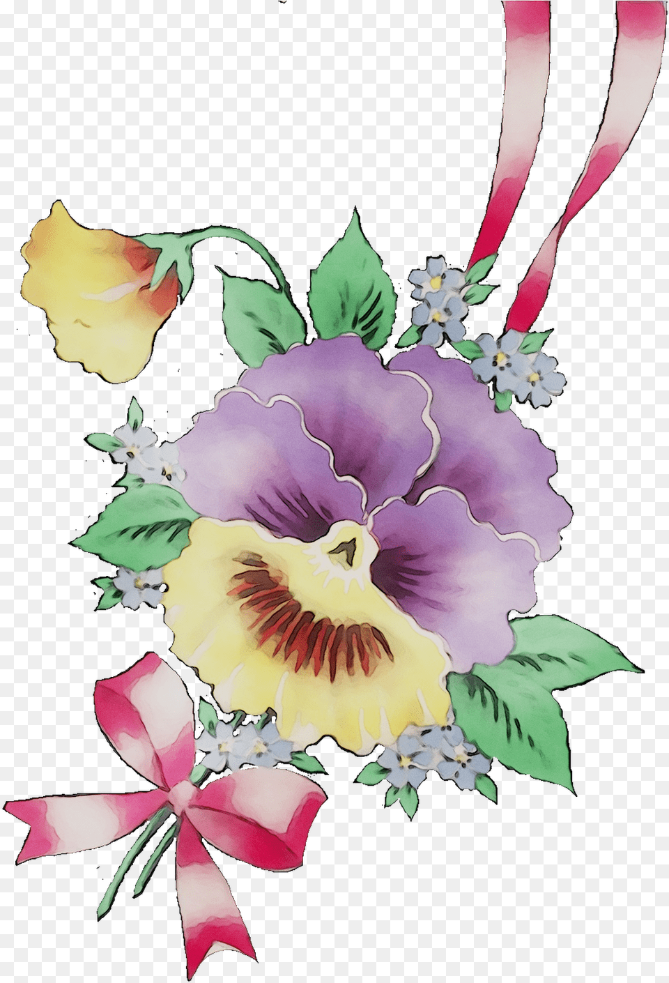 Cut Bouquet Pansy Flower Design Floral Flowers Clipart Watercolor Pastel Flowers, Plant, Petal, Flower Arrangement, Pattern Free Transparent Png