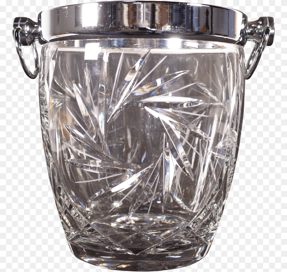 Cut Glass And Chrome Ice Bucket Lid, Jar, Bowl Png Image