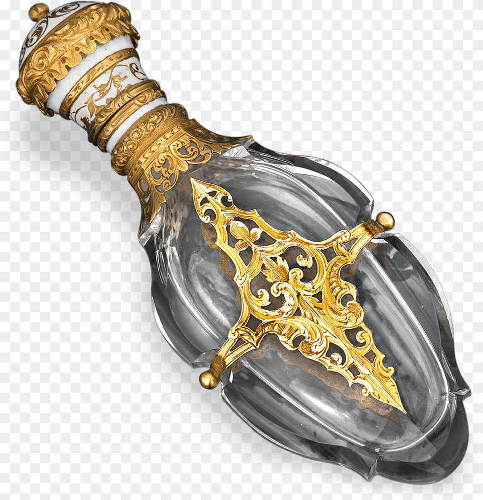 Cut Glass And Gold Perfume Vial Antique Perfume Vial, Blade, Dagger, Knife, Weapon Png Image